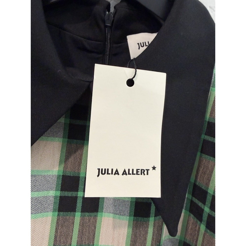 Julia Allert Size Medium Green Plaid Midi Dress Dark Academia Fall Pockets NWT - Picture 6 of 12